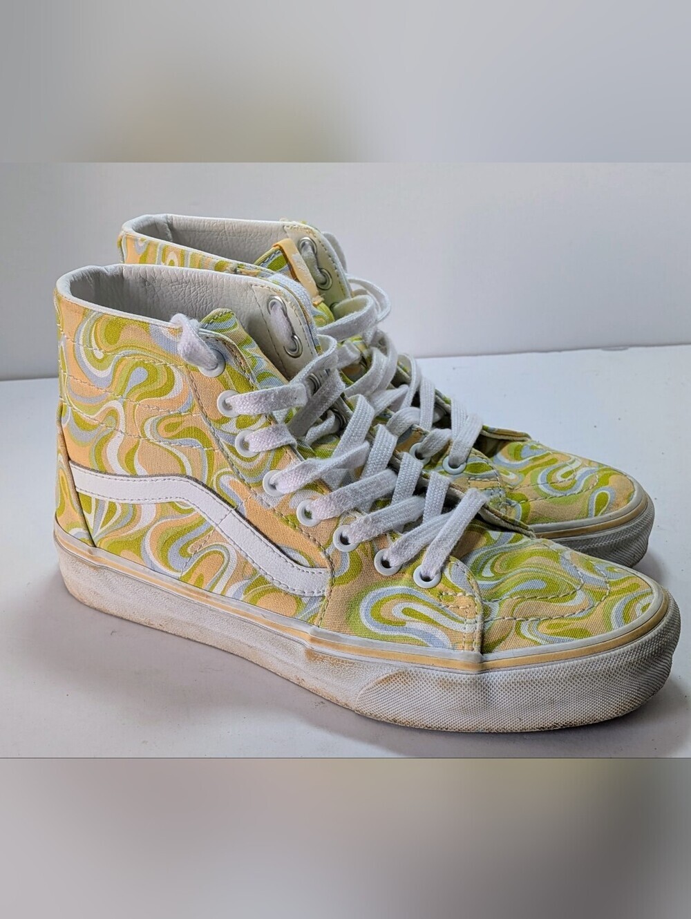 Vans Sk8-Hi Tapered "Swirl Lime" High Top Sneakers Women's Size 8